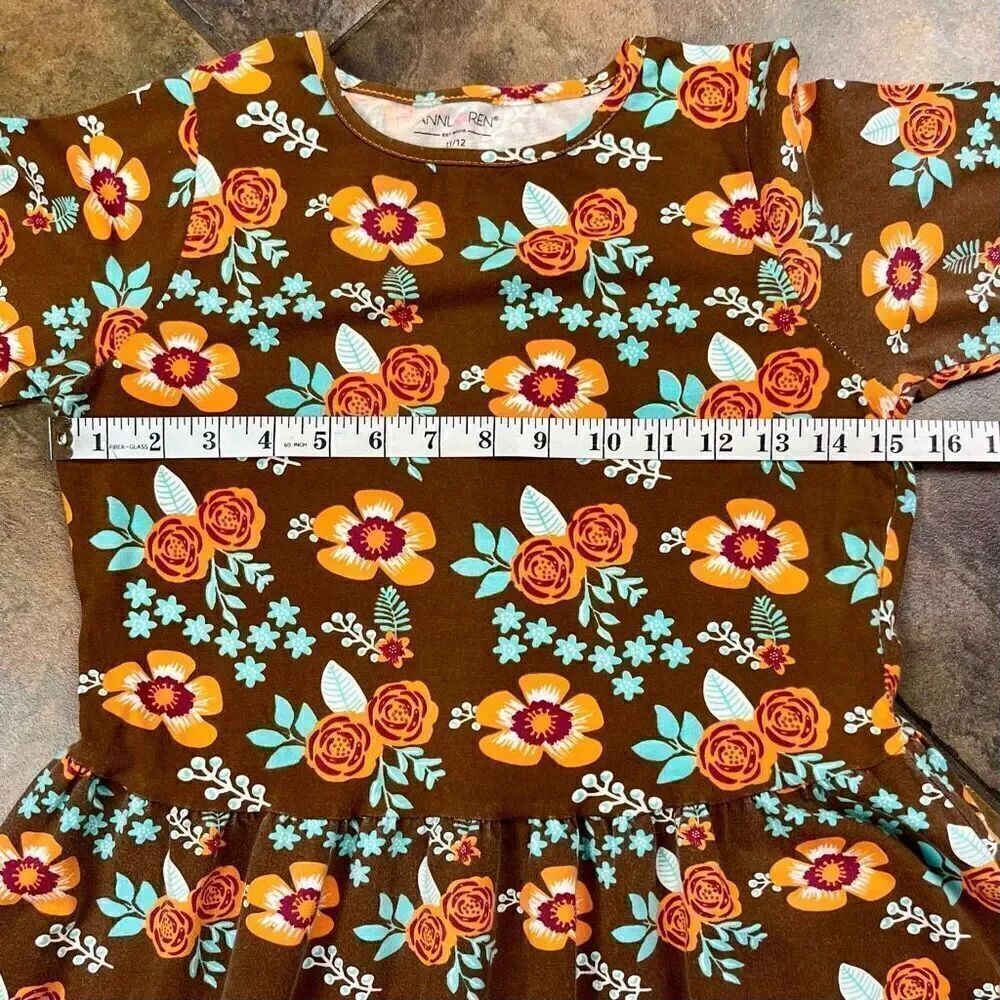 Ann Loren Girls Floral Fall Long Sleeve Dress 11/12 - Picture 6 of 9